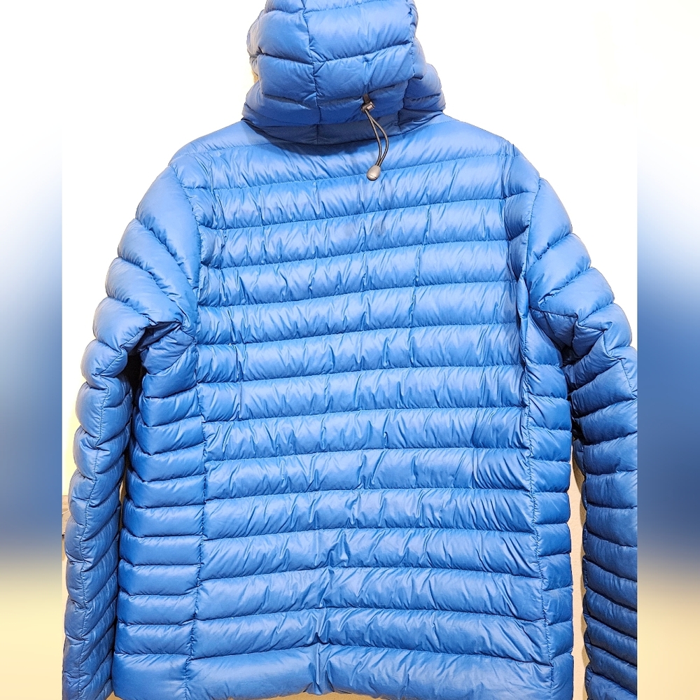 Patagonia Down Sweater Hoody Women’s L Blue Lightweight Puffer Jacket Hooded - Picture 9 of 13